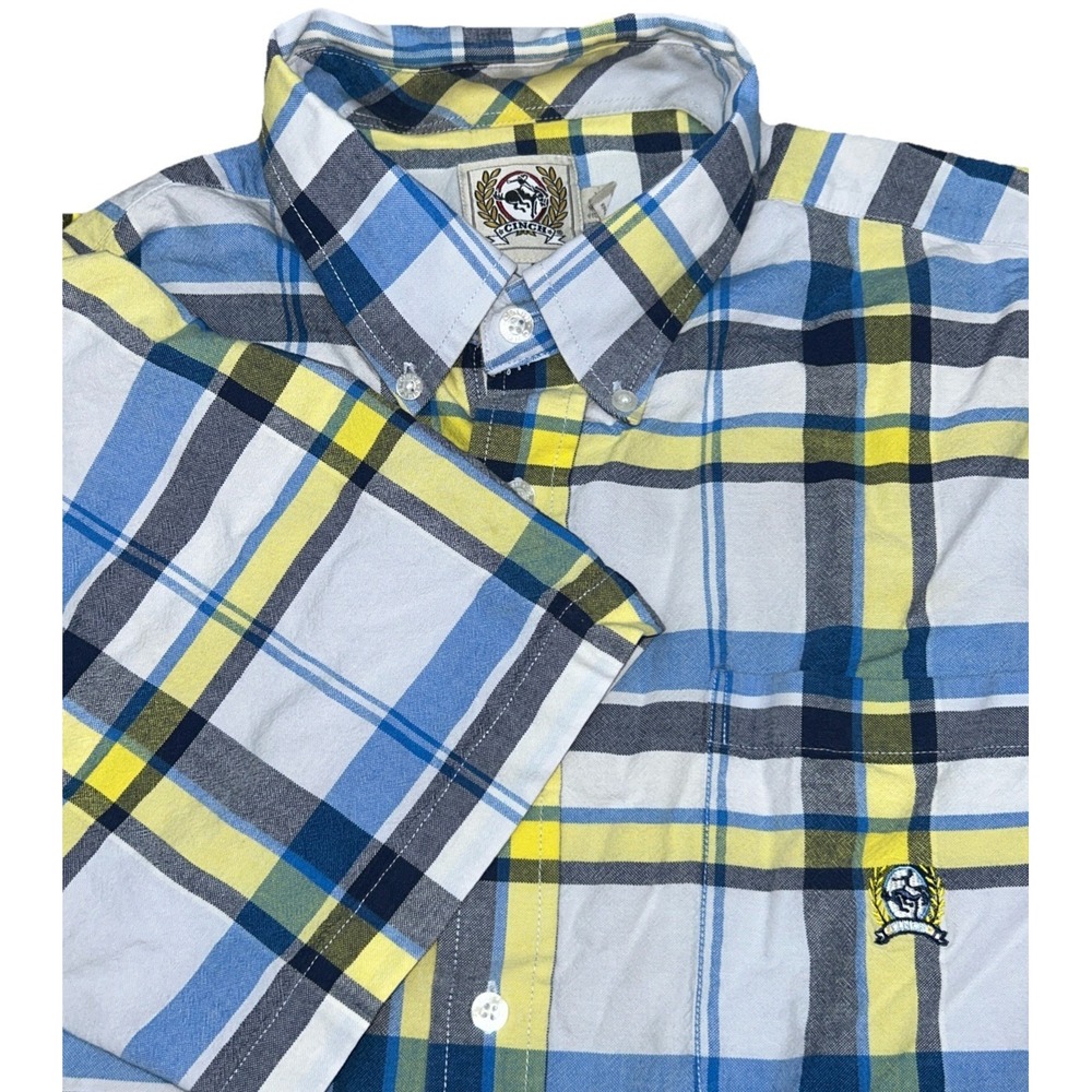 Cinch‎ Short Sleeve Button Down Plaid Shirt, Mens Medium, Summer Spring